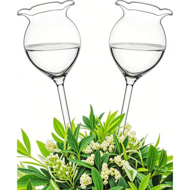TEMU 2pcs Plant Waterer Self Watering Globes Flower Shape Self Watering Spikes, Hand Blown Clear Glass Plant Water Bulbs Devices For Indoor & Outdoor, Fill From Top