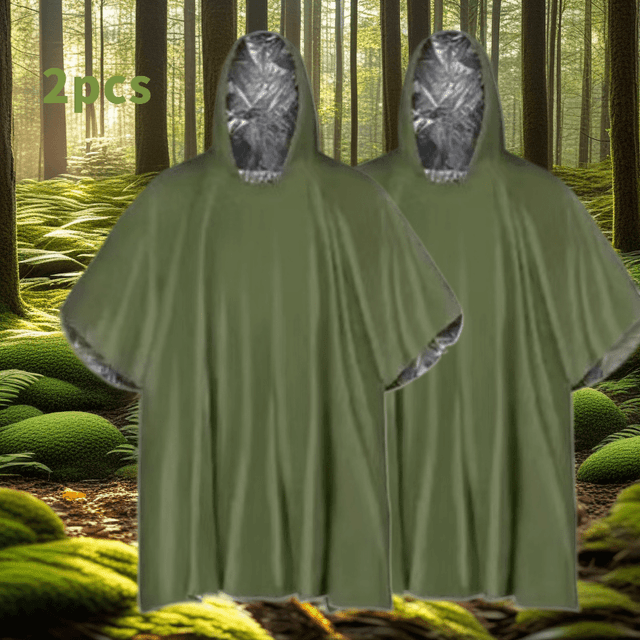 TEMU 2pcs Emergency Raincoats | Double-sided, Outdoor Camping And Travel Survival Gear, Portable, Warm, Pet Material