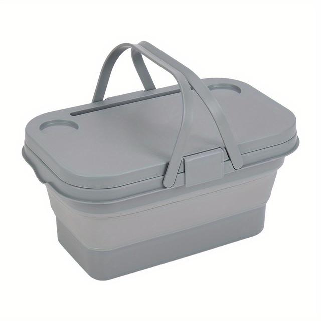 TEMU 16l Multifunctional Foldable Storage Basket, Kitchen Storage, Restaurant Service Portable Basket, Collapsible Storage Bucket, Set Combination 16l Gray 47*28*23.5cm