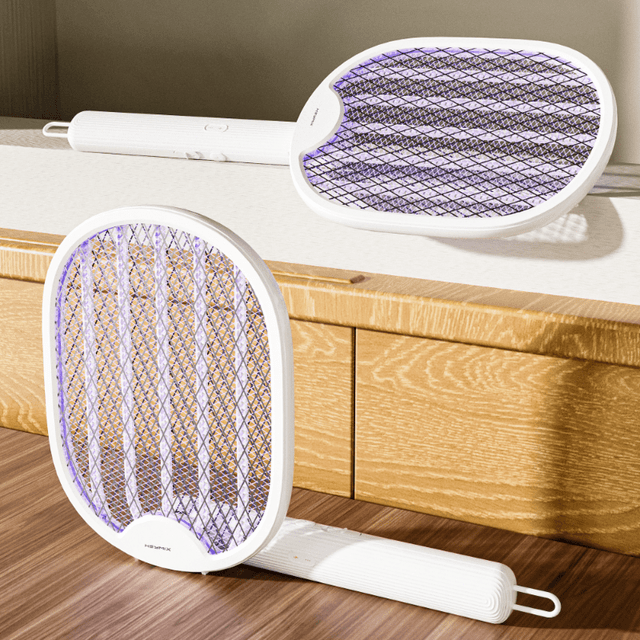 TEMU 2 Pack Electric Fly Swatter Bug Racket Dual Mosquito Killer With Purple Mosquito Light Rechargeable For Indoor, Rechargeable Electric Fly Swatter Racket With Safety Mesh