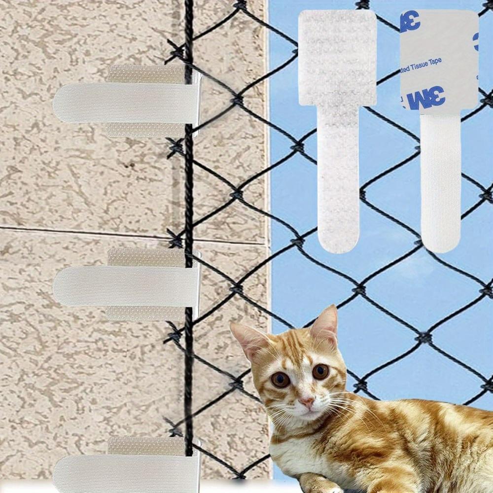 TEMU 60-pack Outdoor Adhesive Hooks For Cat Netting – No Drilling Required, Suitable For And Patios, Model, For Cat Safety Net (net Not Included)