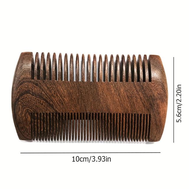 TEMU Handmade Sandalwood Pocket Comb For - Fine & Wide Teeth For Beard Grooming & Hair Care, Ergonomic , Durable Portable Wooden Comb