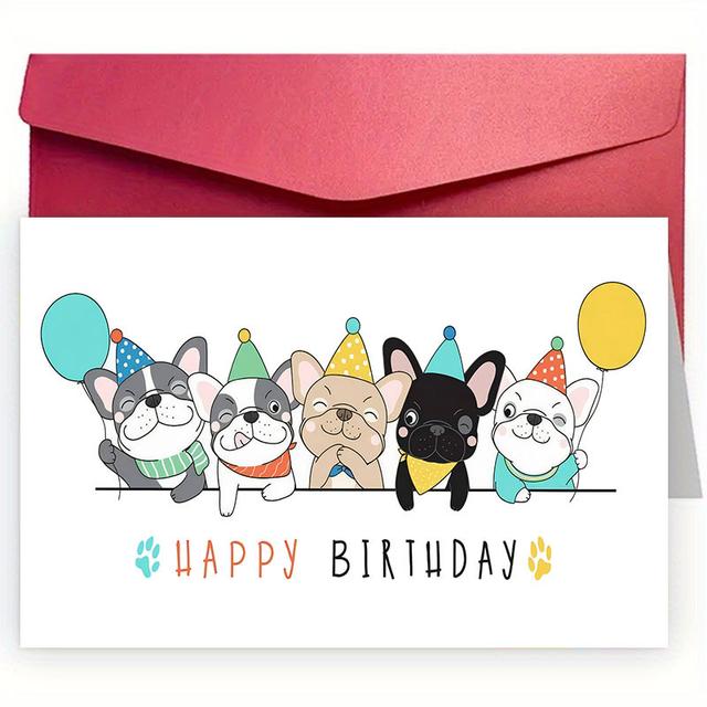 TEMU 1pc French Birthday Greeting , Hand-painted, 12cm X 18cm, Celebratory Design Envelope, Universal Recipient, Material, For