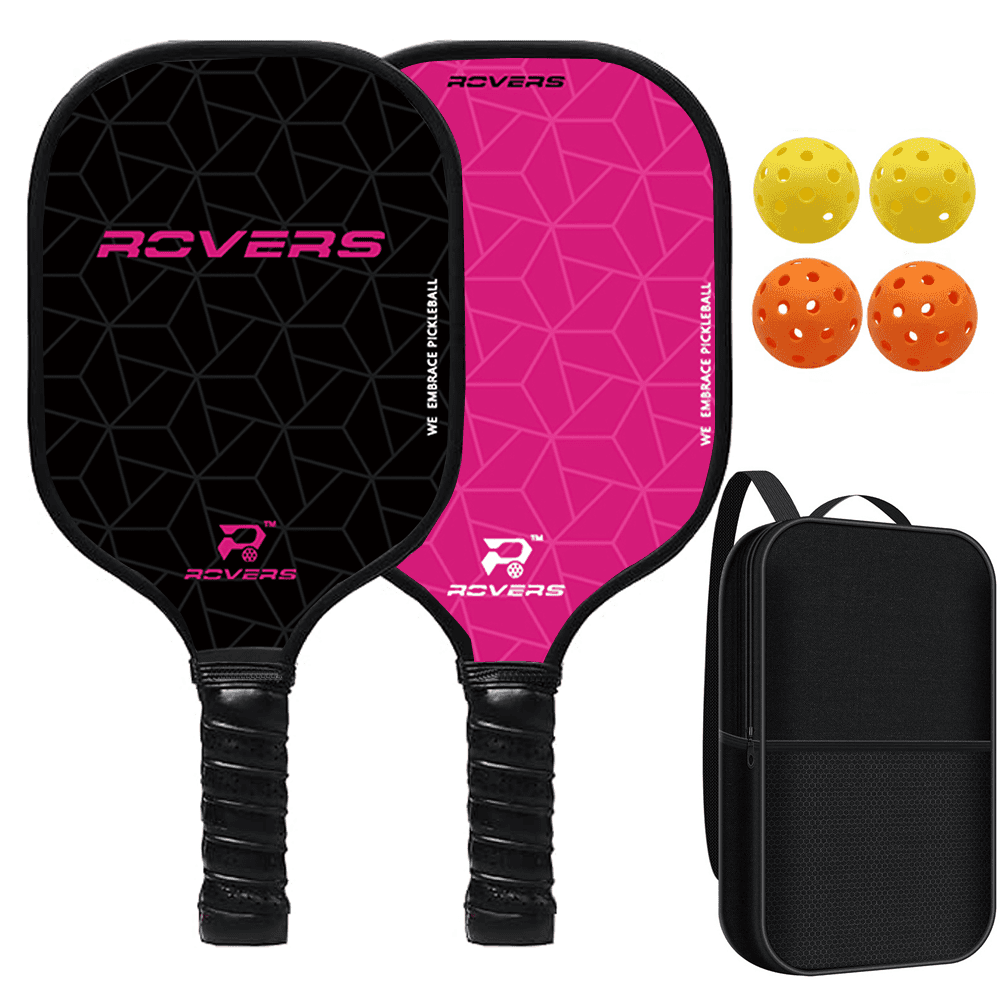 TEMU Complete Pickleball Paddle Set With 2 Rackets, 4 Balls & Carry Bag - Fiberglass Surface & Honeycomb Polypropylene Core - Paddles Suitable For , , Leagues, Casual Play