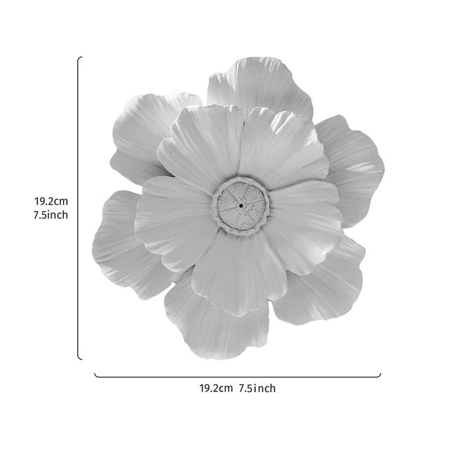 TEMU 1pc European Minimalist White 3d Flower Wall , 7.5x7.5 Inch Resin Art, Home Decorative Hanging, Creative Gift Idea, No Electricity Or Battery Needed