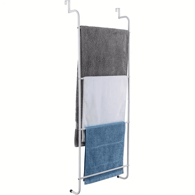 TEMU Porte-serviettes métallique trapézoïdal arrière à porte horizontale économisant de pour 4 barres, support de séchage sur arrière, vêtements et serviettes de salle de bain