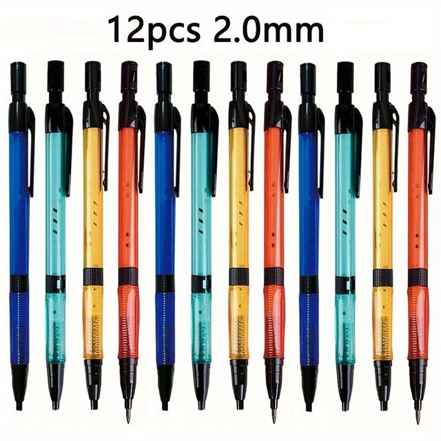TEMU 12pcs Creative 2.0mm Mechanical Pencils With Built In Pencil Sharpener, For Office Writing Sketching Drawing Automatic Pencil Stationery Back To School Supplies Teacher's Day Gift