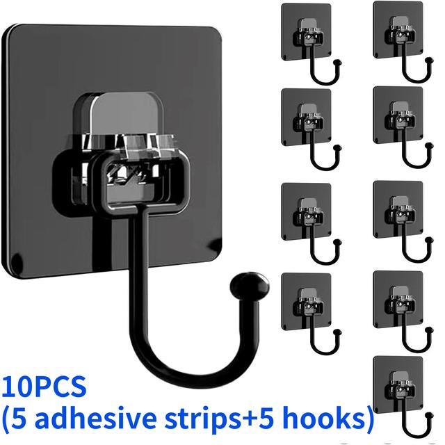 TEMU 10pcs Strong Adhesive Wall Hooks - No-drill, Traceless Installation, Ideal For Kitchen & Bathroom Organization