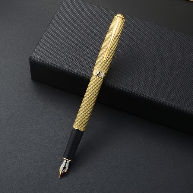 TEMU 진하오 브론즈 시리즈 만년필 - 우아한 골드 & 블랙 인체공학적 금속 바디, 미세한 펜촉 및 스냅온 캡 비즈니스 전문가 & 서예 애호가를 위한 - 이상적인 럭셔리 선물 (잉크 미포함), 메탈릭 마감 펜 | 정교한 펜 디테일|캘리그라피