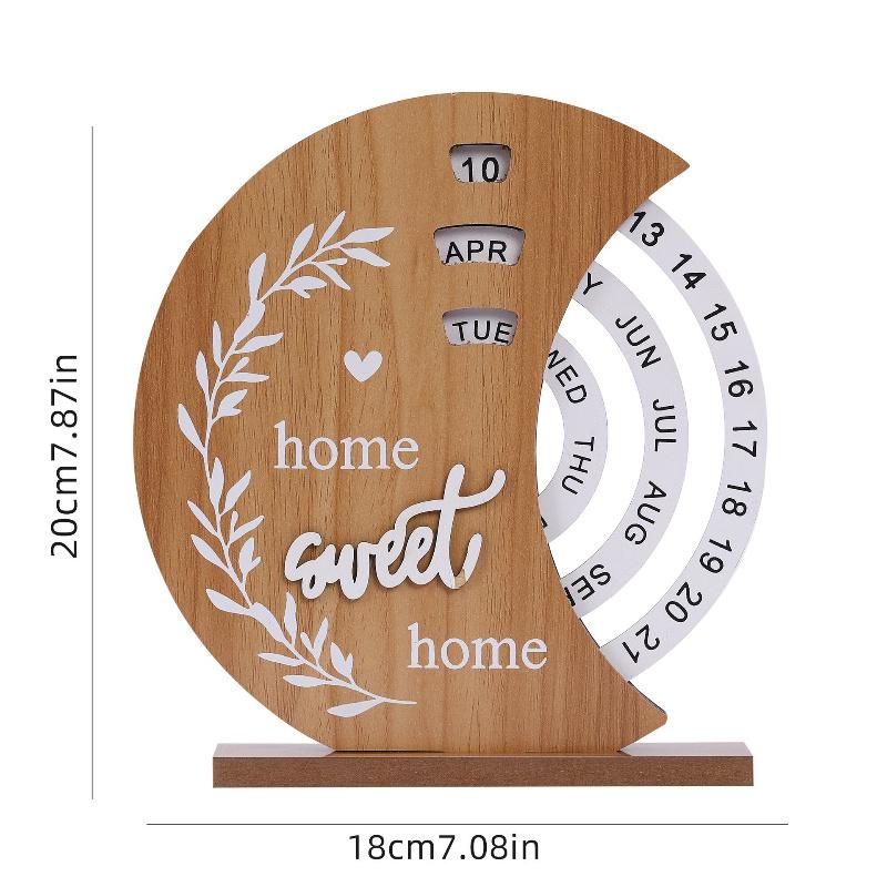 TEMU Wood Rotating Calendar With Rotating View & Dated Pages (2025-2035) - Wood Desk Calendar Suitable For - Yearly Planner, Christmas Gift