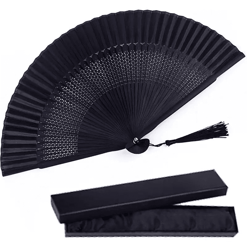 TEMU Vintage Handmade Folding Fan With Tassels - Suitable For Home Decoration, Parties, Weddings And Gifts