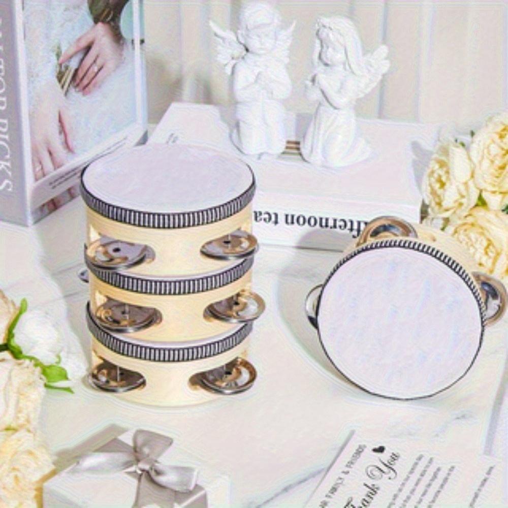 TEMU Lot de 5 Tambourins Élégants pour Mariage - Instruments à Main avec Accents Dorés, Construction en Plastique Durable, Idéal pour , Événements Religieux et Jeux de Fête