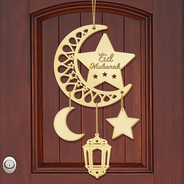 TEMU Door Sign Moon Pendant, Decorations For Home Decoration Wooden Hanging Ornament, Door Hanging Wooden Decor Hollow Sign