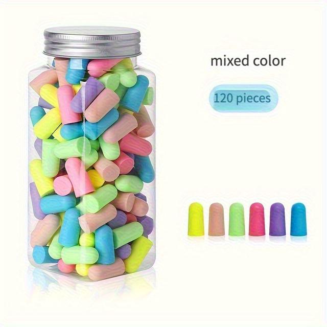 TEMU 120pcs Reusable Sleep Earplugs, Office & Home Nap Solution, Noise-canceling Ear Cushions For , Assorted Colors