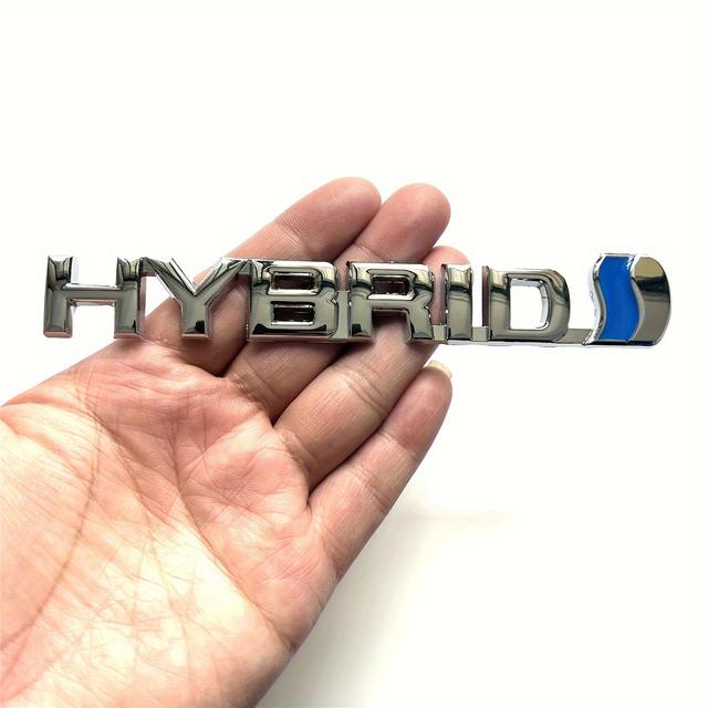 TEMU 1pc ッドカー - 大胆な「HYBRID」の文字とストライプが入った耐久性のある金属製テールドアバッジ、リア/サイドの車両識別、燃料節約自動車アクセサリー、車両のカスタマイズ、モダンな、高品質な、車両カスタマイザーに適合