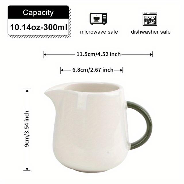 TEMU 1 Milchkännchen, Kaffeekanne, Wasserkrug oder Frühstückskanne aus Keramik im europäischen Stil, Feiertagsgeschenk, 10.14oz/300ml