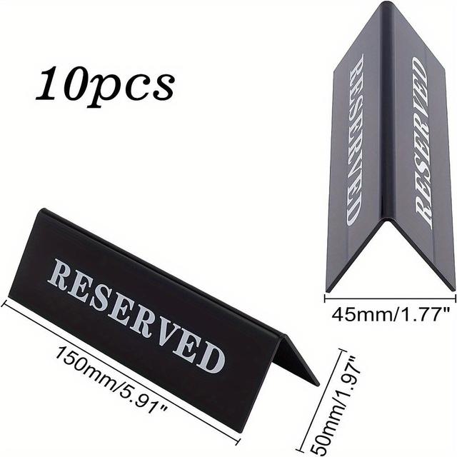 TEMU 10 Stk. 10 Stk. 6x1.8x2 Zoll Schwarzes Acryl Reserviert Tischzelt Schild Gästereservierung Tischplatzschild für Hochzeitsplatzreservierung Restaurant Geschäft Handwerksbedarf Handgemachtes Set