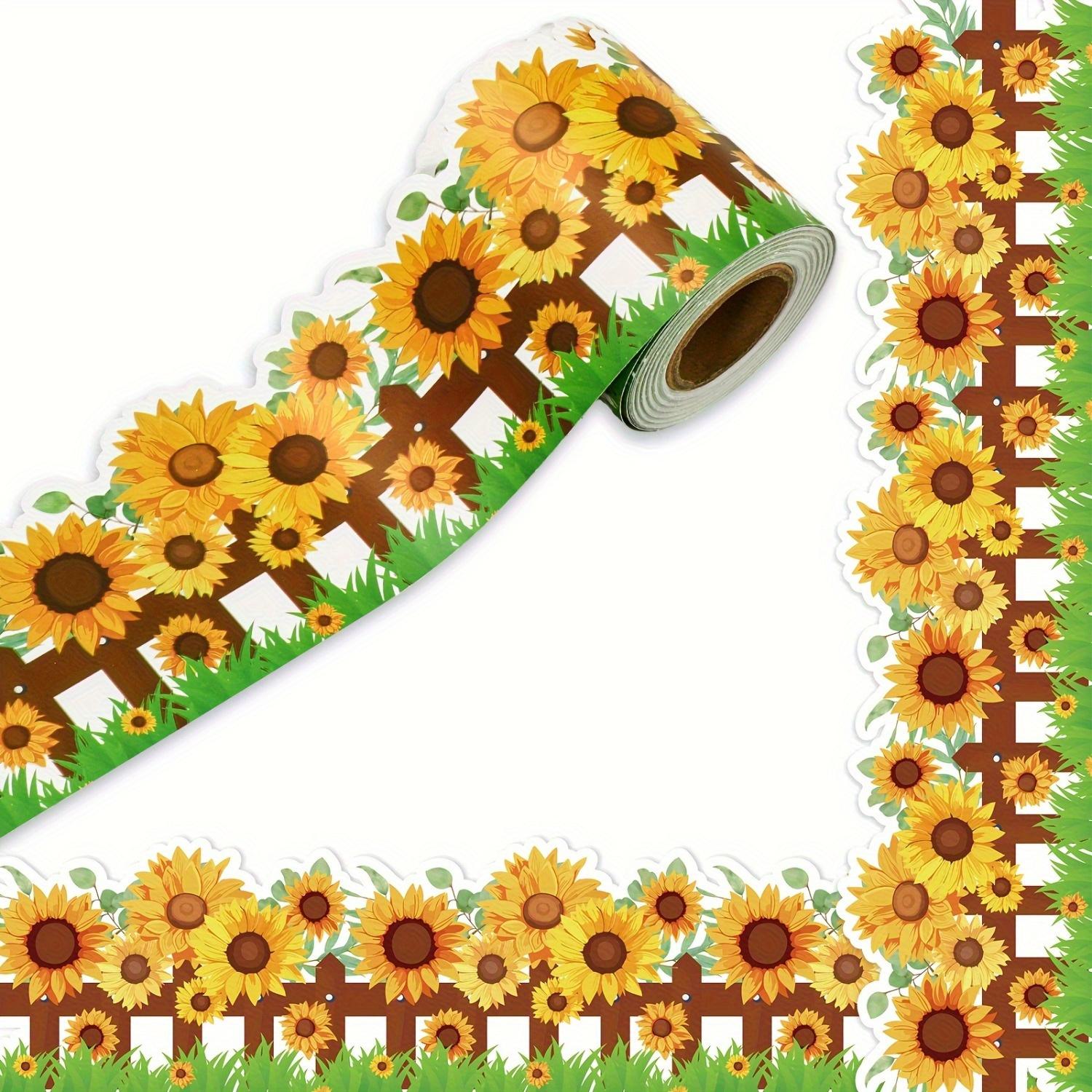 TEMU 32.8 Pies de Rollo de Borde de y Hojas en Acuarela - Decoración para Aulas y Oficinas, Adorno para Pizarra de , Suministros de Manualidades con Temática de Plantas