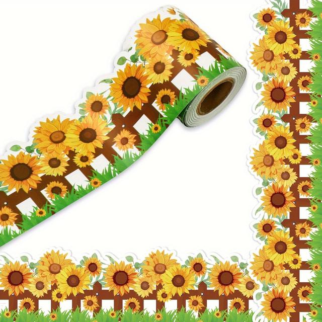 TEMU 32.8 Pies de Rollo de Borde de y Hojas en Acuarela - Decoración para Aulas y Oficinas, Adorno para Pizarra de , Suministros de Manualidades con Temática de Plantas
