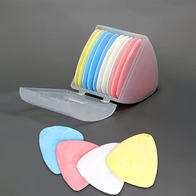 TEMU 10 darabos újrafelhasználható textil kréta készlet, háromszög alakú szabójelölők tárolódobozzal, strapabíró és felhasználóbarát eszközök varráshoz és jelöléséhez projektekben