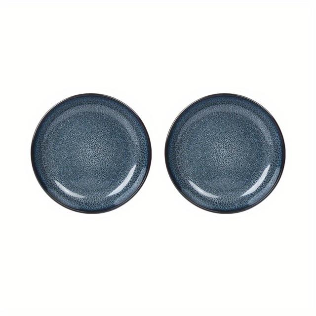 TEMU 2er-Set Sternenhimmel 8-Zoll handgefertigte Porzellan-Suppenteller | Hochtemperatur-glasierte, kreative Teller für Steak und Pasta