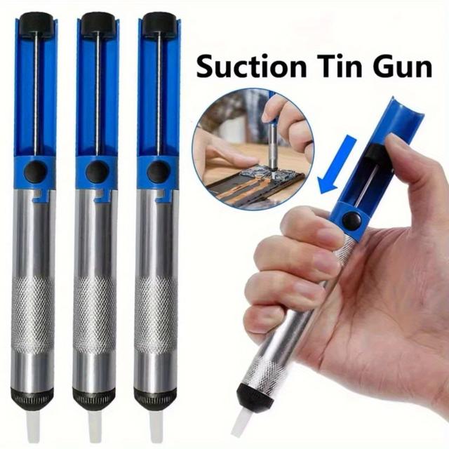 TEMU 1pc, Blue Vacuum Solder Sucker, Desoldering Tool Accessory