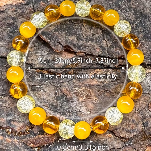 TEMU Natural Tiger Eye And Yellow Agate Bohemian Style Bracelet - Handcrafted Spiritual Protection And Jewelry, A Talisman For Attracting Wealth And