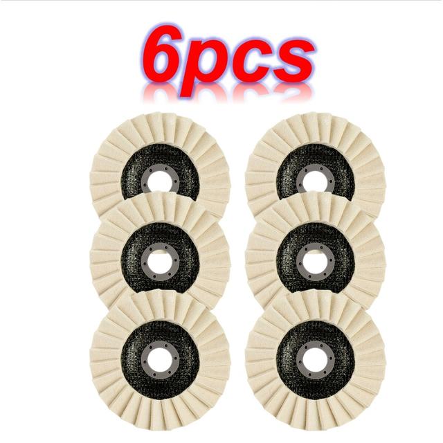 TEMU 6pcs Felt Polishing Set, 4.5 Inch Buffing Wheel For Metal Rust Removal, Scratch Repair, Mirror Polishing And Surface Treatment, Polishing Pad Set, Suitable For Glass, Ceramics, Marble And Wood
