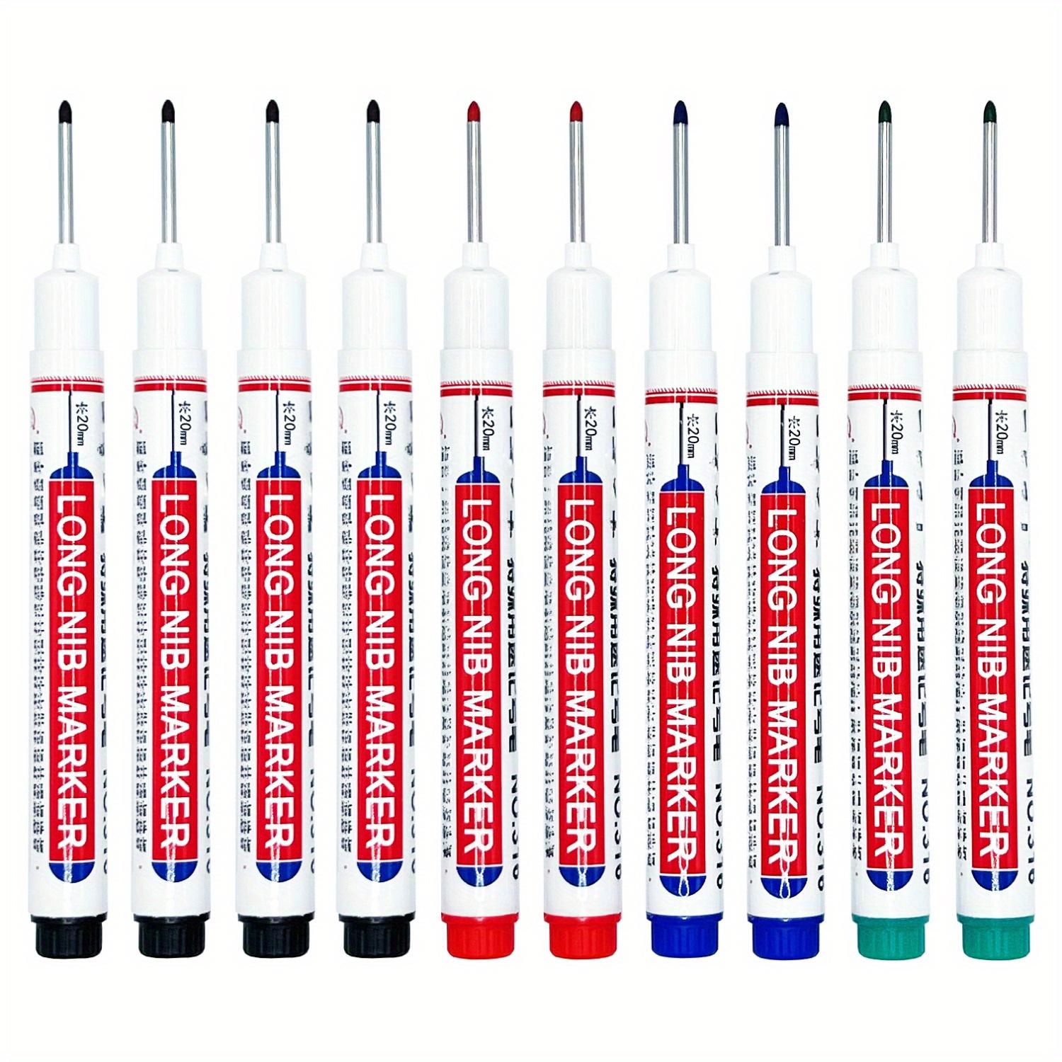 TEMU 10pcs/set Long Nib Marking Pens For Deep Holes, Special Quick-drying Oil-based Marking Pens, Suitable For Bathroom Installation, Decoration Fixing Marking, Construction Tools, Crafts