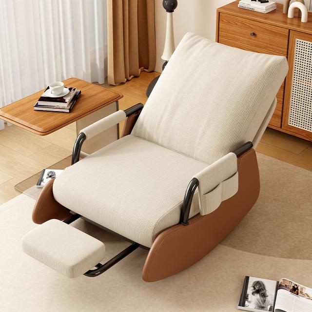TEMU Multi-functional Folding Rocking Chair Recliner With Flat-lying Sleep Design - Heavy-duty Metal Frame, Ergonomic Rocking Motion, Space-saving Folding Design