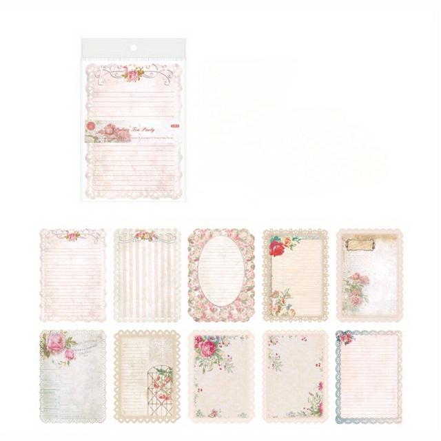 TEMU Retro Romantic Collection With Cut-out Design, Floral Decoration, Cut-out, , Oversized, Sturdy Yet Lightweight, For Vintage Scrapbooking And Collage, Perfect For Back To School