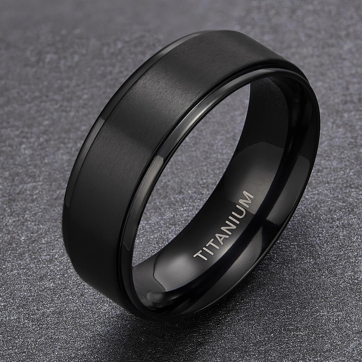 TEMU Unisex Fashionable Ring, 8mm Black, Wear-resistant And Scratch-resistant Single Piece, Suitable For Friendship, Birthday, Wedding, Graduation, Christmas