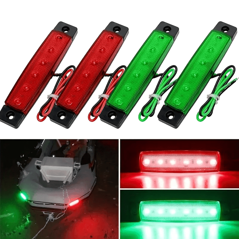 TEMU 4 unidades de luzes de navegação para exterior, luzes auxiliares vermelhas e verdes, barras de luz LED para popa para iates, barcos de vela, caiaques, pontões de pesca, sem bateria