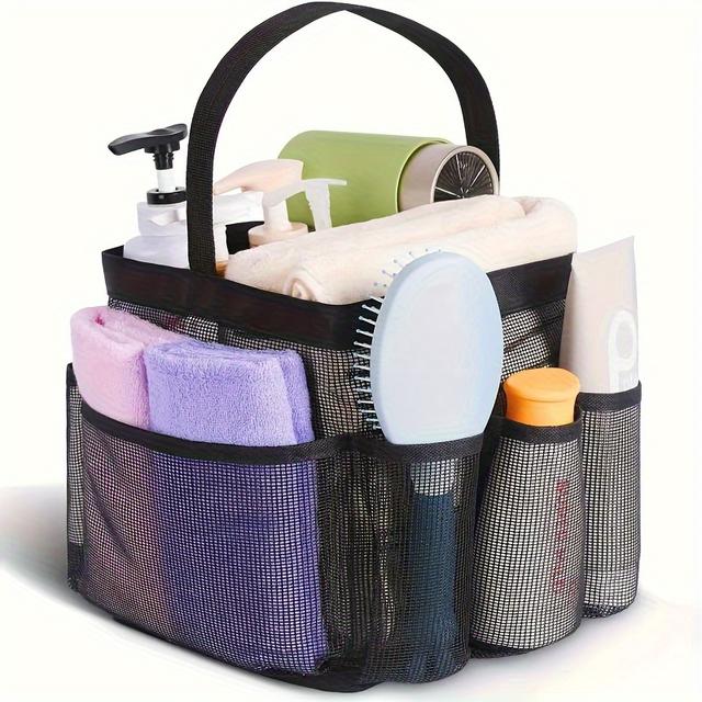 TEMU 1pc Organizador de Ducha de Malla de Gran Capacidad con Mango de Plástico, Almacenamiento Multiusos, Sin Batería, para Baño, Gimnasio, Viaje