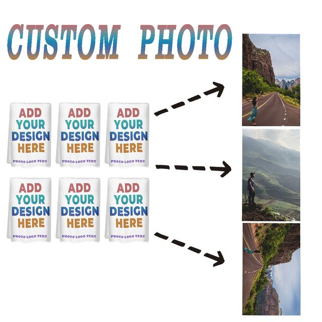 TEMU 6er-Set Anpassbare Handtücher - Personalisiert mit Ihrem Foto und Text, Leichtes Polyester für Reisen, Pool, Camping, Yoga, Fitnessstudio - 18"x26
