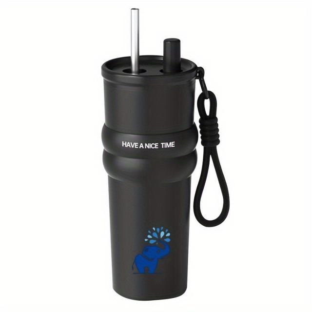 TEMU แก้วเก็บความเย็นและความร้อน , สแตนเลส 316, แก้วพร้อมหลอด, พกพาสะดวก มีเชือกห้อย, ความจุ 710 มล