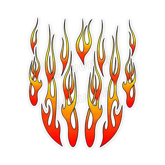 TEMU 5.1" Anime Flame Car Stickers Cool Fire Cartoon Decal Vinyl Material Scratch Waterproof And Sunscreen Fashionable Decoration Suitable For Helmets And Racing Cars