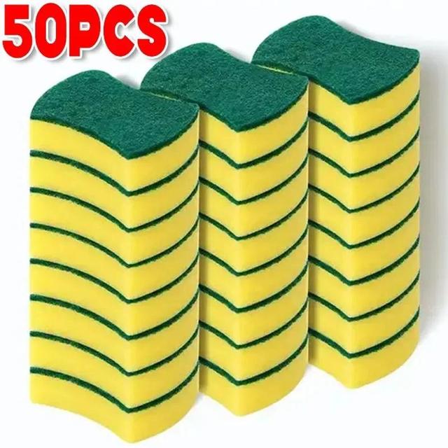 TEMU 10/30/50pcs Soft Absorbent Polyurethane Sponge Set - Multi-use Kitchen & Household Cleaning Pads For Glass, Bathroom, Living Room, Furniture - Long-lasting, Upgraded Scouring Sponges