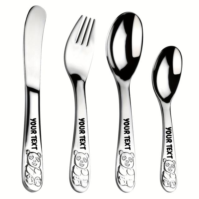 TEMU 4pcs Customizable Name With Stainless Steel Cutlery Set | 304 Stainless Steel, Ideal For Parties, Dining, Birthday Gifts, Personalized Gifts For