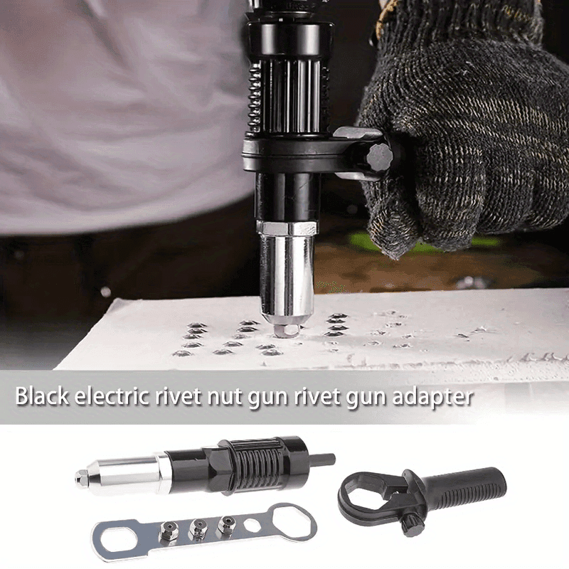 TEMU 7pcs Professional Rivet Gun Adapter Set With 2.4/3.2/4/4.8mm Rivets, Hex Shaft For Furniture, Auto Parts & Metal Sheet Tools