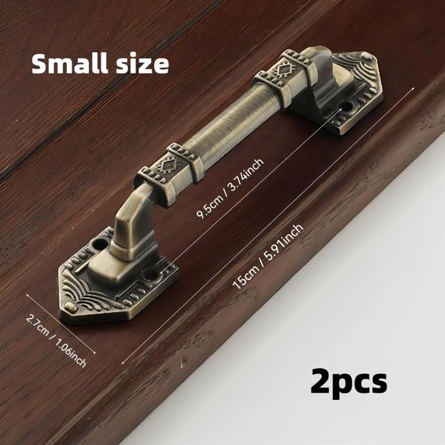 TEMU Juego de 2 manijas vintage de aleación de aluminio bronce, para puertas y cajones antiguos, fácil instalación