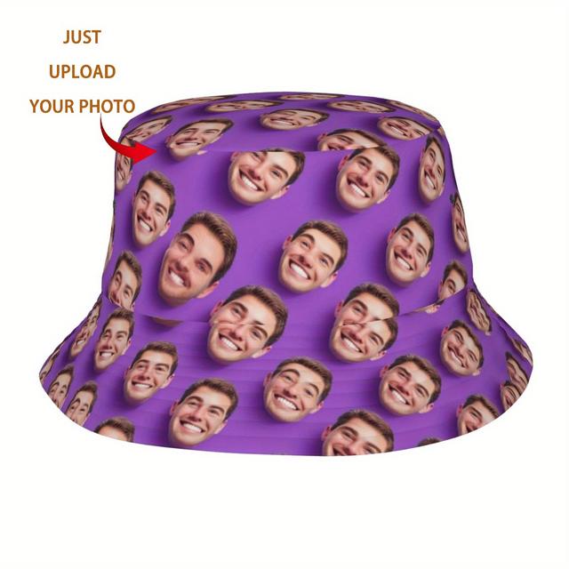 TEMU Create Your Personalized Photo Hats - Adorable Fisherman Cap, Humorous Beach Travel Hat, Showcasing Your Custom Text, Logo, Or Image - Perfect For And Gift , Unisex Style, Great Gift Idea