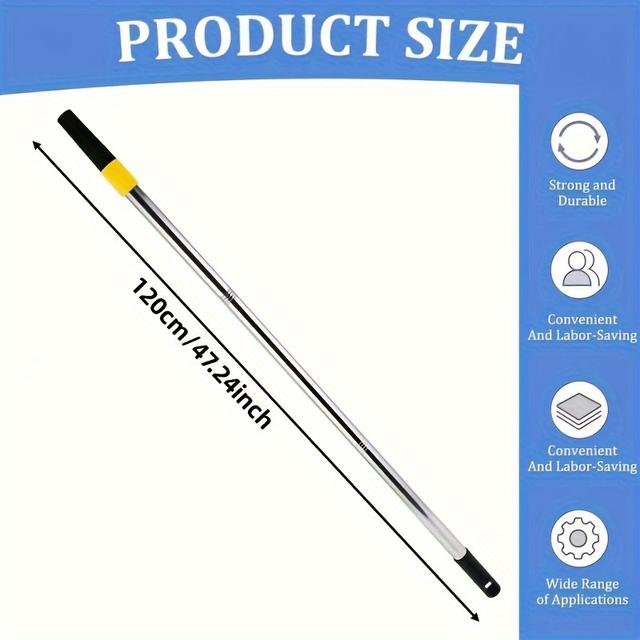 TEMU 1pc Adjustable Stainless Steel Paint Roller Extension Rod, 47-inch Telescopic Handle, Ergonomic Grip-perfect For Home Improvement And Projects