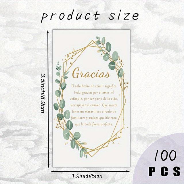 TEMU Juegos de Tarjetas de Agradecimiento 100pcs, tarjetas de agradecimiento en español para bodas, tarjetas de agradecimiento para invitados, tarjetas de mesa para eventos, adecuadas para bodas