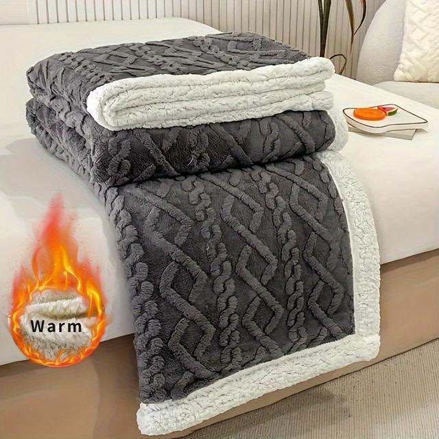TEMU 3d Jacquard Gray Fleece Throw Blanket - Soft And Cozy Plush Blanket For Couch And Bed, Fluffy And Warm, Suitable For All | | Gentle Texture