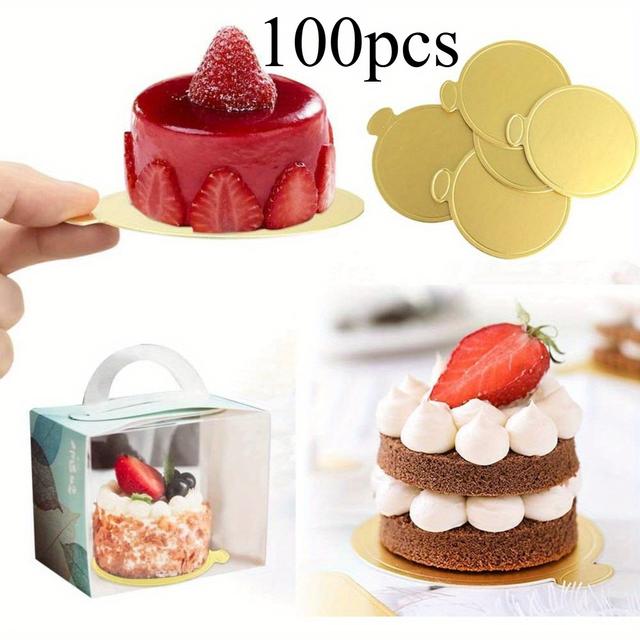 TEMU 100pcs Mousse Cake Cardboard Dessert Tray Mini Cake Dessert Display Tray Cake Decorative Tools Kit