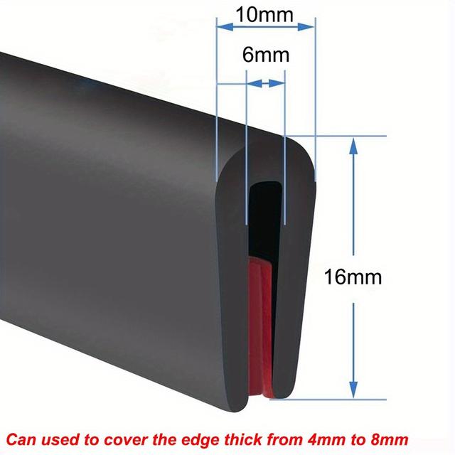 TEMU Neues Gummiband für Autotüren, 3 Meter Lang, Entwickelt zum Schutz der Kanten mit einem U-förmigen Dichtsitz