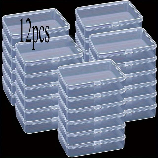 TEMU Set Of 12 Transparent Plastic Storage Boxes Featuring Secure Lids - Ideal For Organizing Jewelry, Beads, Tools, Art Materials, And Sewing Items - Clear Craft Storage Containers, Sewing Storage