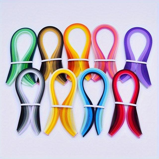 TEMU 9 Packs Quilling Paper Strips Kits 900 Strips 45 Colors, 3mm Width, 15" Length