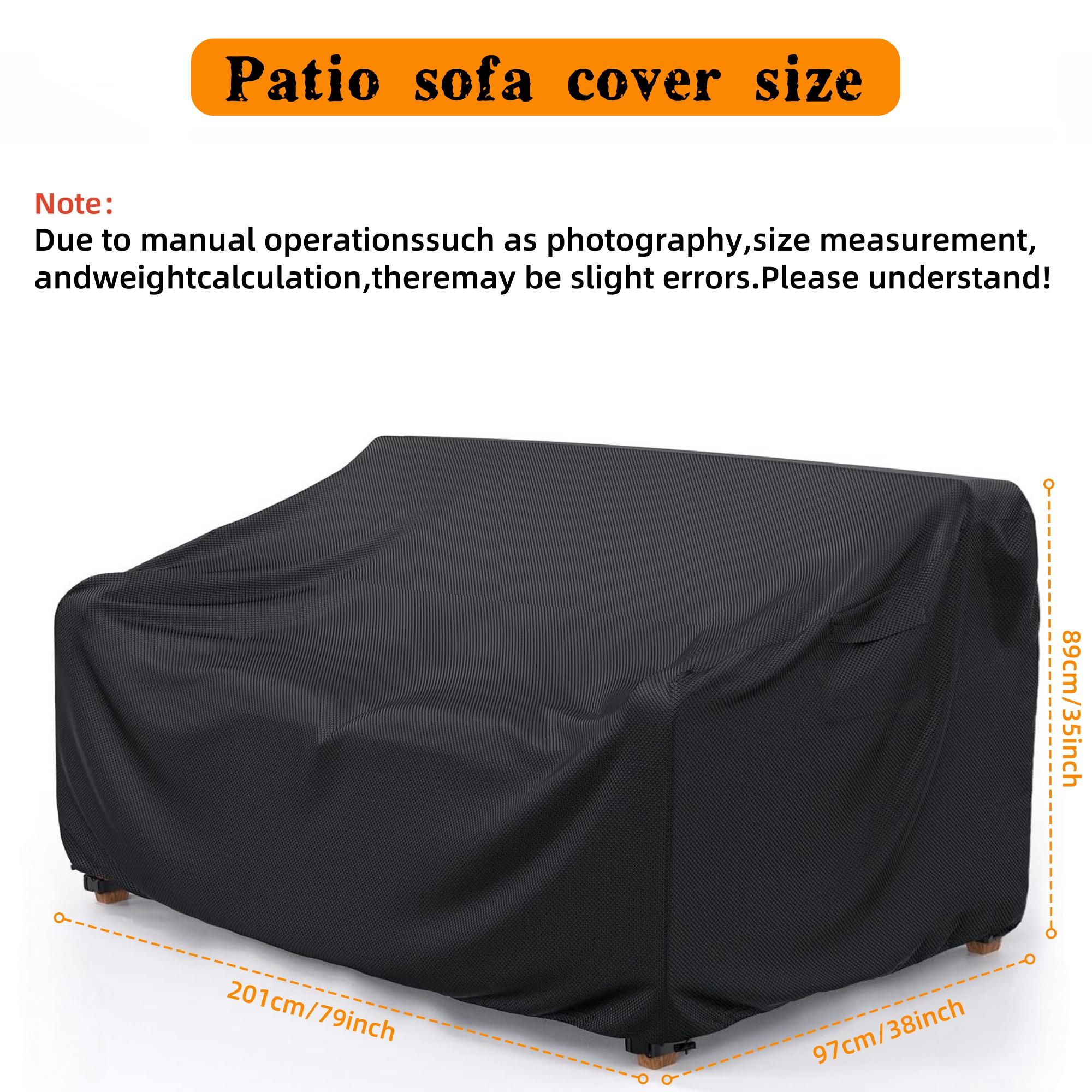TEMU 2/3-seater Patio Sofa Cover | Black 420d Oxford Fabric With Handles And Bottom Drawstring, Protective Cover For Garden, Balcony Or Outdoor Space